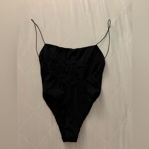 Black One-Piece Spaghetti Strap Swimsuit